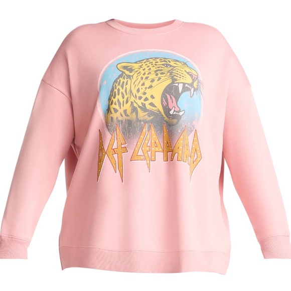Terra & Sky Sweaters - Terra & Sky Women's Plus Embellished Def Leppard Graphic Sweatshirt
